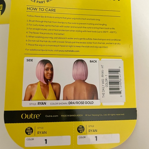 Outre Bob Wig, Middle Part, Color:1, Style:Ryan - Picture 5 of 13